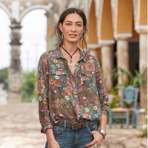 Sundance floral joy button down top
